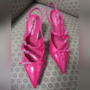 Circus NY By Sam Elderman Chic Slingback Shoes Red Patent Leather Heels Size 8.5